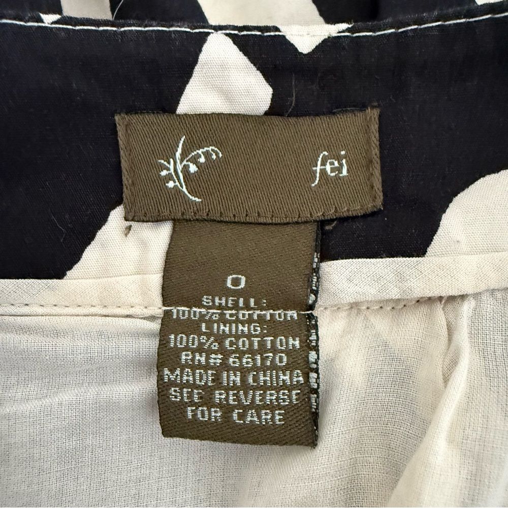 Anthropologie Fei Ruffle Mini Skirt Lined Abstract Pattern 100% Cotton  Size 0 - Picture 8 of 8